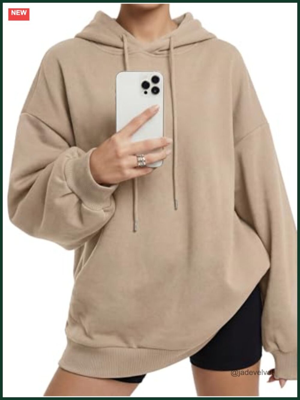 Oversized Fleece Lined Hoodie Drop Shoulder Pullover Casual Sweatshirt